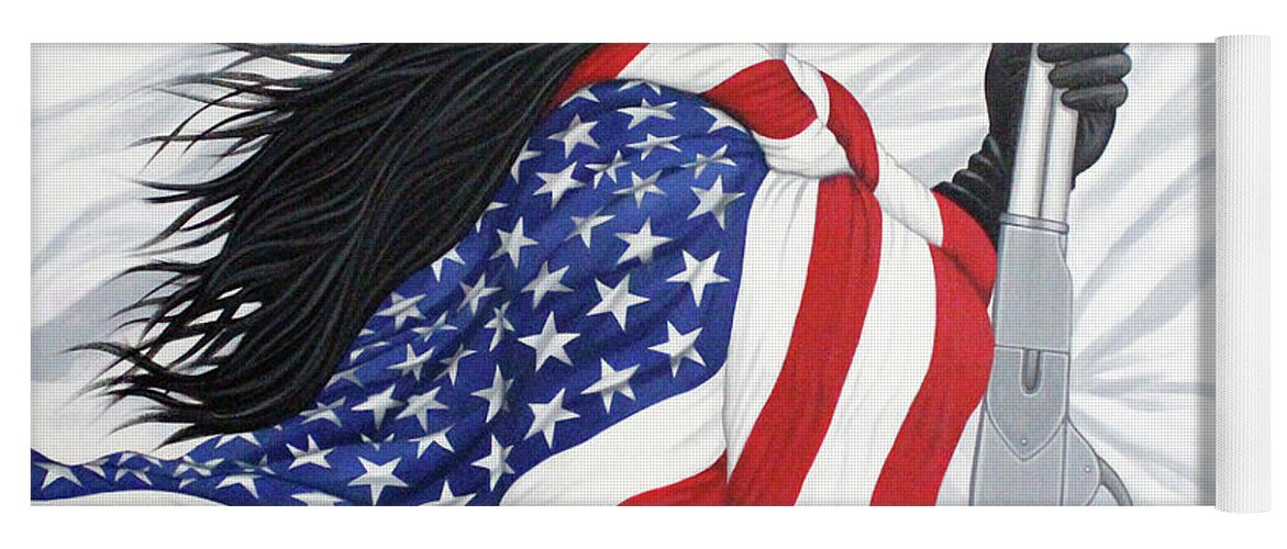 America Yoga Mat featuring the painting Locked And Loaded Number Two by Lance Headlee