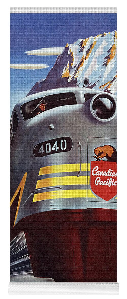 Locomotive Yoga Mat featuring the painting Locomotive Canadian Pacific 4040 by Vintage Collectables