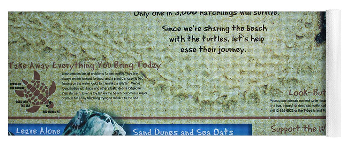 Reid Callaway Loggerhead Sea Turtle Yoga Mat featuring the photograph Loggerhead Sea Turtle Sign Art by Reid Callaway