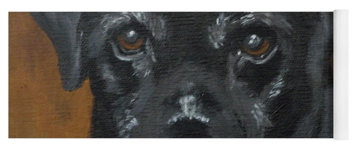 Black Labrador Yoga Mat featuring the painting Lola by Carol Russell
