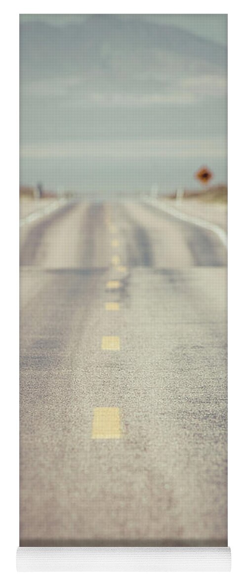 Road Yoga Mat featuring the photograph Lonely Desert Highway Road by Edward Fielding