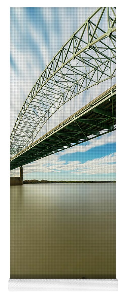 Long Exposure Yoga Mat featuring the photograph long exposure of Hernando de Soto Bridge by Mati Krimerman