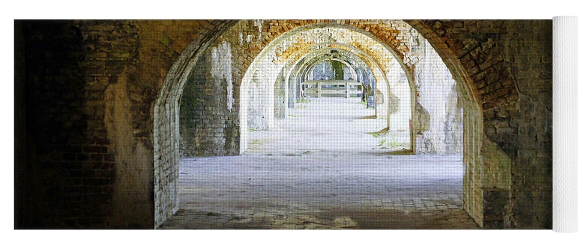 Fort Yoga Mat featuring the photograph Long Hall at Fort Pickens by Laurie Perry