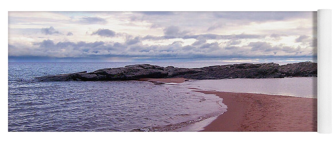 Lake Superior Yoga Mat featuring the photograph Long Rock In Lake Superior by Phil Perkins