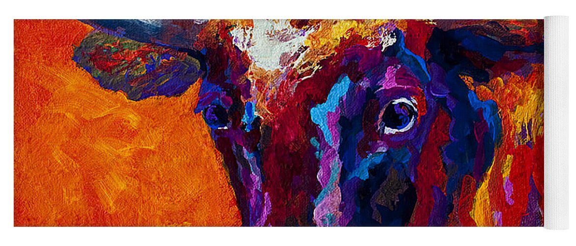 Longhorn Yoga Mat featuring the painting Longhorn Steer by Marion Rose