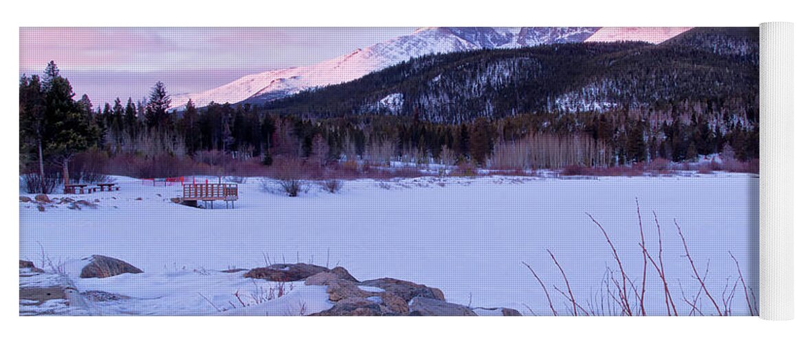 Colorado Yoga Mat featuring the photograph Long's Peak and Lily Lake sunrise in Estes park, Colorado by Ronda Kimbrow