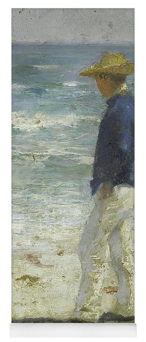 Looking Yoga Mat featuring the painting Looking Out to Sea by Henry Scott Tuke