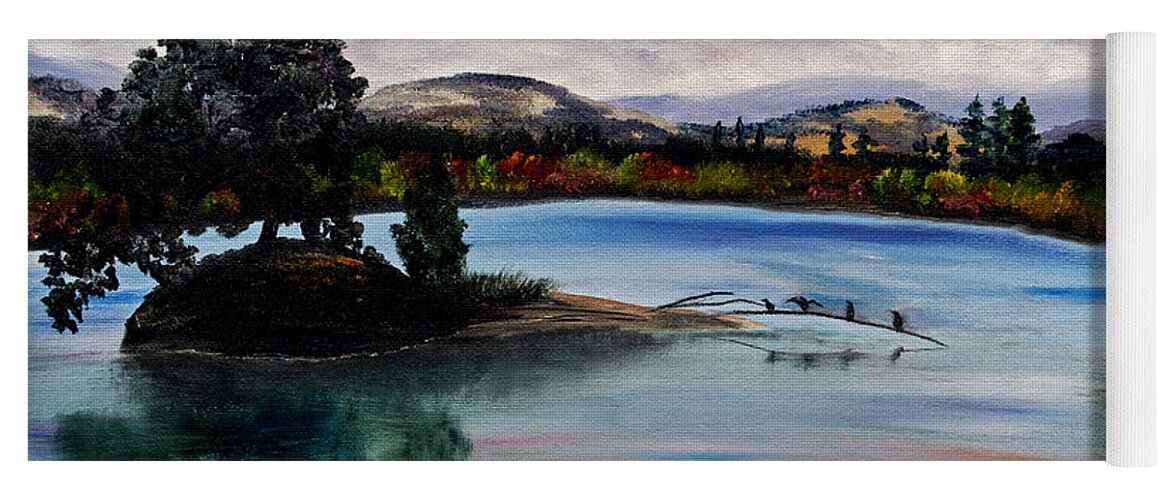 California Yoga Mat featuring the painting Los Gatos Lake by Laura Iverson