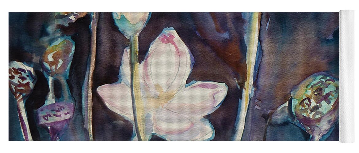 Watercolor Yoga Mat featuring the painting Lotus Study II by Xueling Zou
