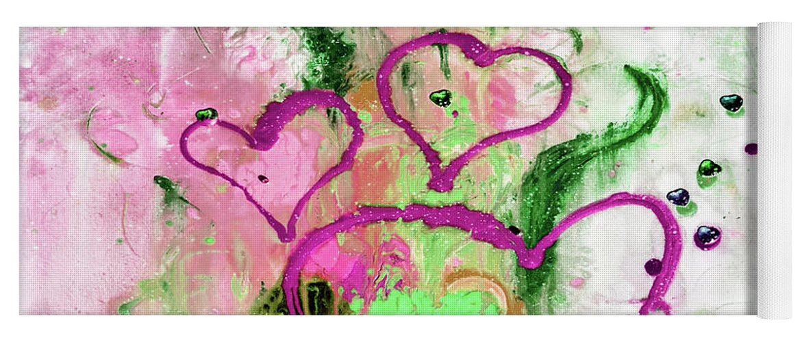 Abstract Yoga Mat featuring the painting Love Abstract Painting by Gina De Gorna