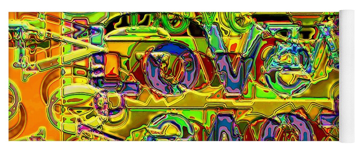 Abstract Yoga Mat featuring the digital art Love Contest by Ronald Bissett