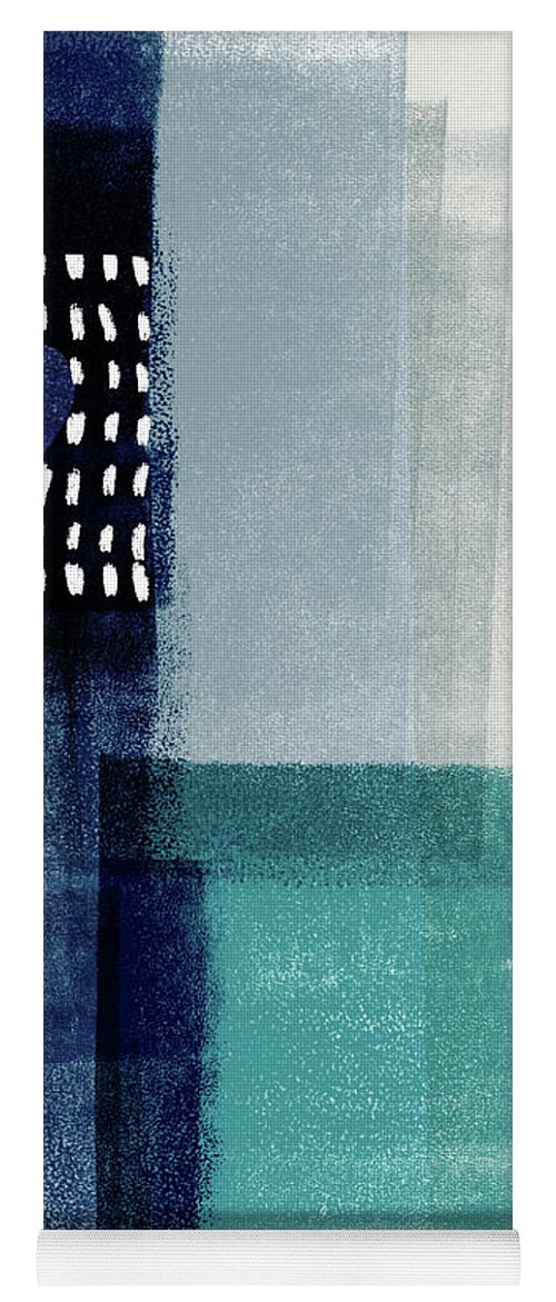 Minimal Yoga Mat featuring the mixed media Love In Shades Of Blue- Abstract Art by Linda Woods by Linda Woods