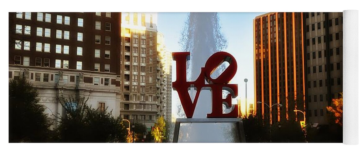 Love Yoga Mat featuring the photograph Love Park - Love Conquers All by Bill Cannon