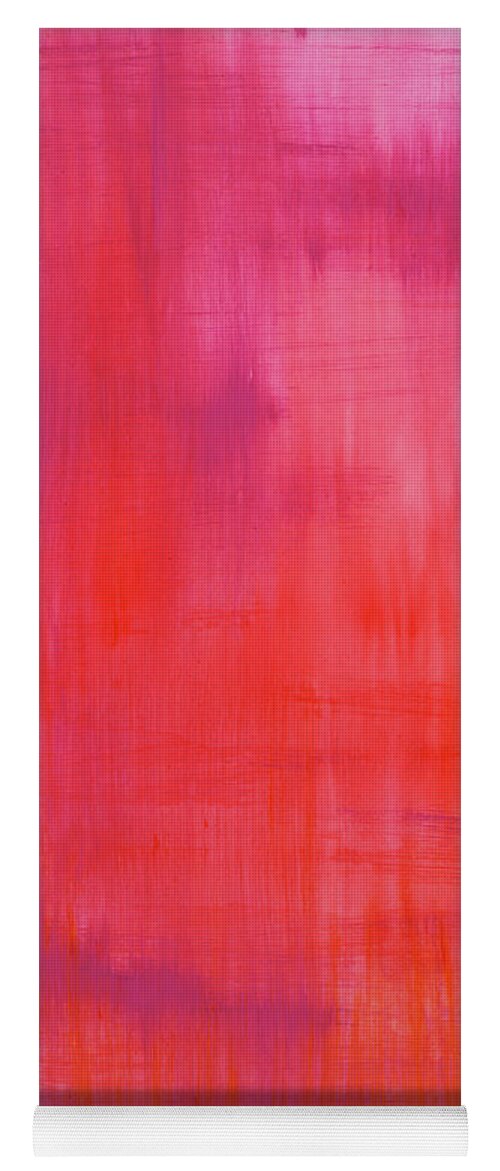 Pink Yoga Mat featuring the painting Love Starts Here by Angela Bushman