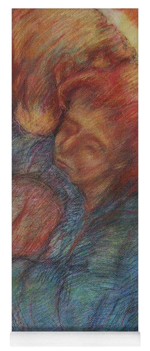 Original Art Pastel Chalk Drawing Lovers Couple Hug Embrace Love Yoga Mat featuring the pastel Lovers Embrace by Katt Yanda
