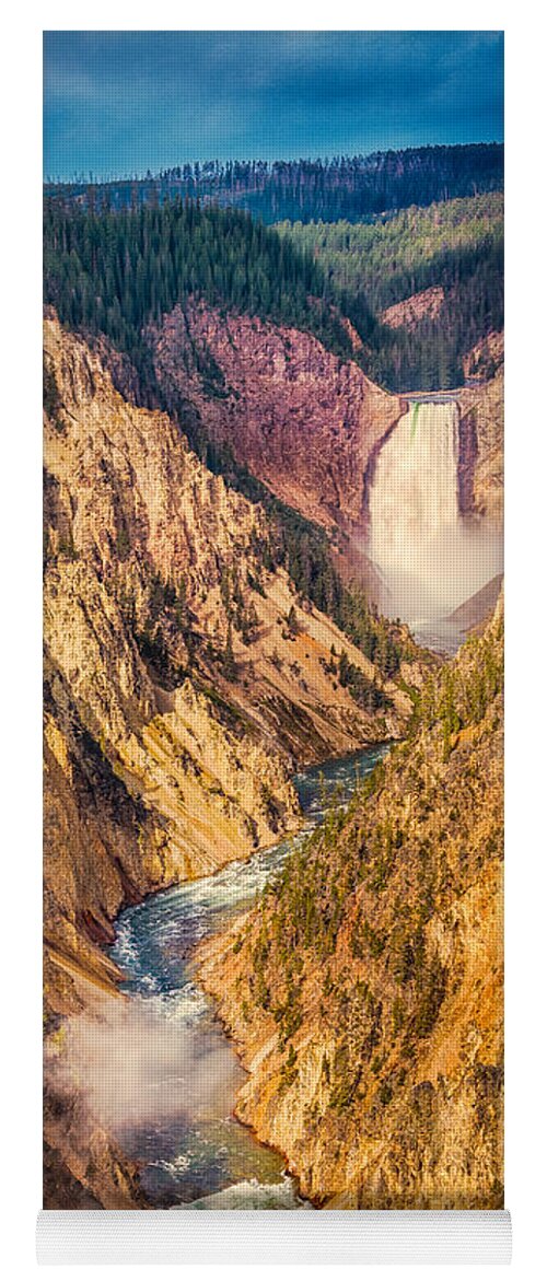 Flowing Yoga Mat featuring the photograph Lower Falls - Yellowstone by Rikk Flohr
