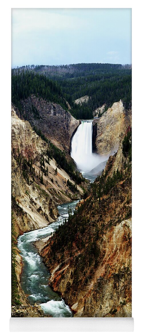 Wyoming Yoga Mat featuring the photograph Lower Yellowstone Falls by Eric Foltz