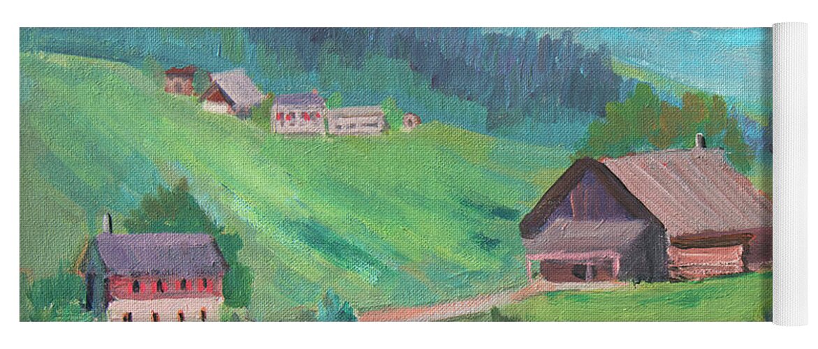 Lucerne Yoga Mat featuring the painting Lucerne Countryside by Diane McClary
