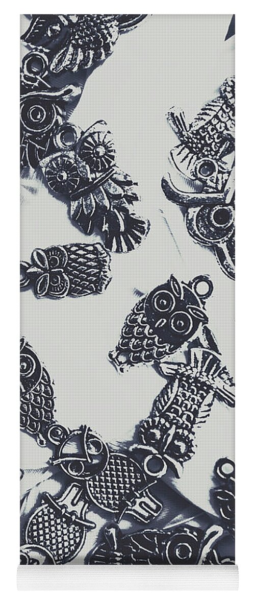 Fashion Yoga Mat featuring the photograph Lucky charms of wise old owls by Jorgo Photography