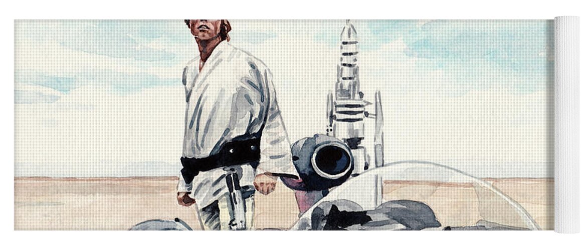 Star Wars Yoga Mat featuring the painting Luke Skywalker on Tatooine Star Wars A New Hope by Laura Row