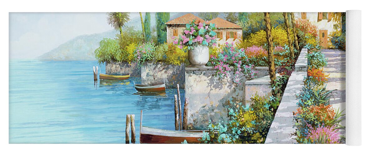 Lake Yoga Mat featuring the painting Il Lungo Lago by Guido Borelli