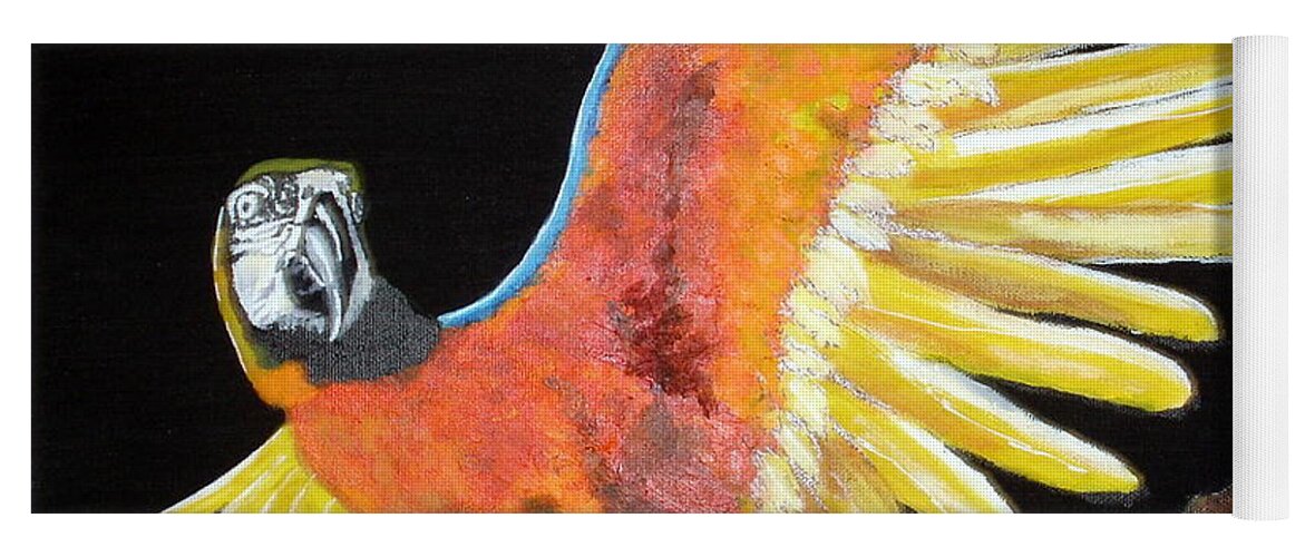 Macaw Yoga Mat featuring the painting Macaw - Wingin' It by Susan Kubes