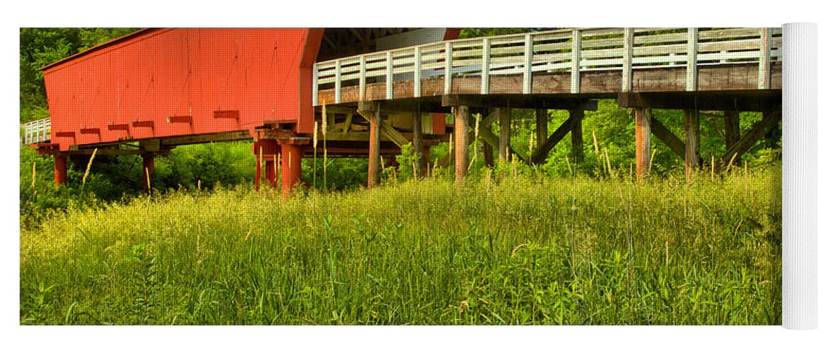 Roseman Covered Bridge Yoga Mat featuring the photograph Madison County Iowa Roseman Covered Bridge by Adam Jewell