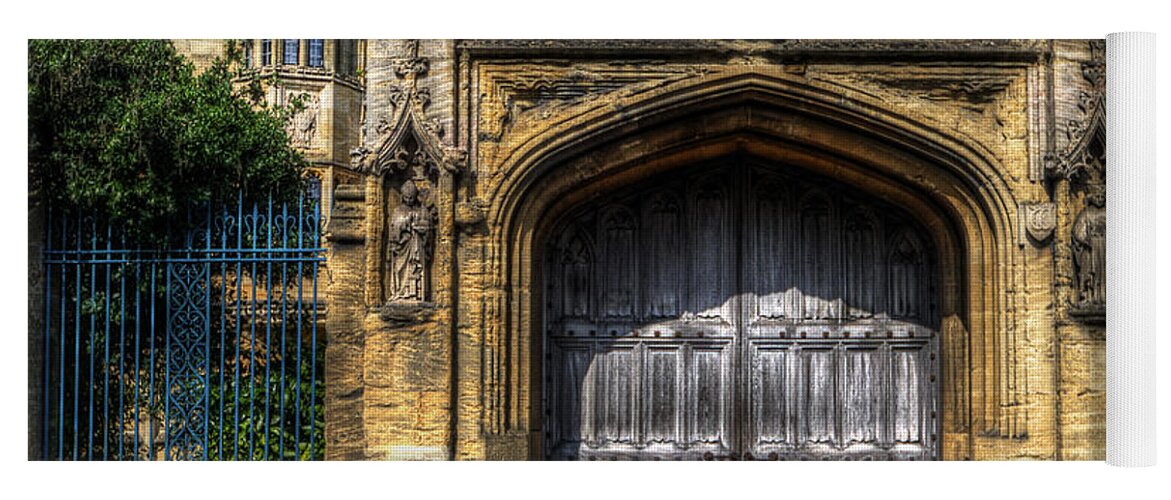 Yhun Suarez Yoga Mat featuring the photograph Magdalen College Door - Oxford by Yhun Suarez