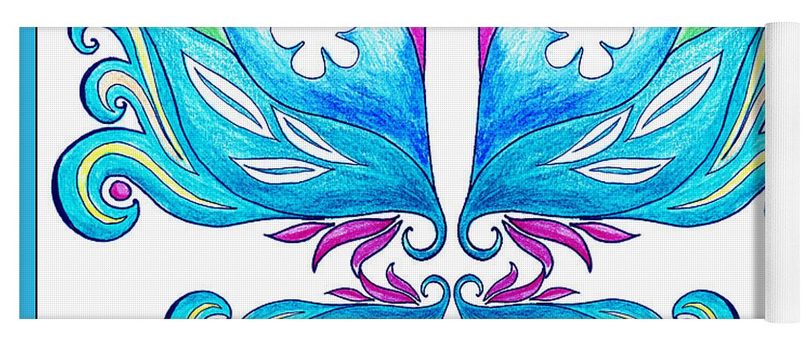Butterfly Yoga Mat featuring the painting Magic Floral Butterfly Baby Blue by Irina Sztukowski