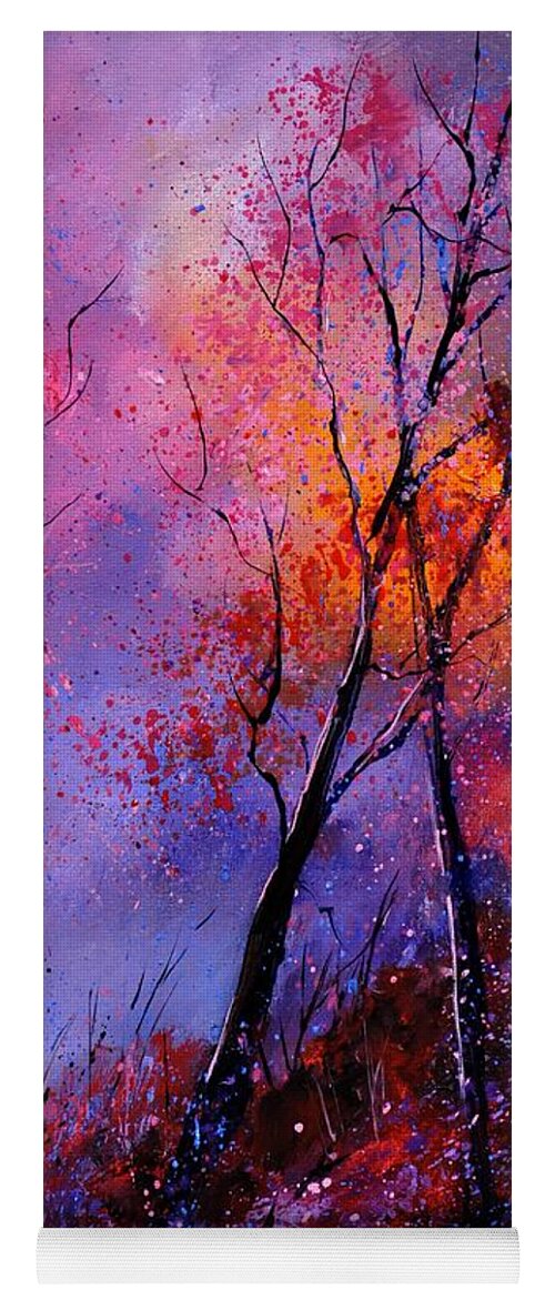 Landscape Yoga Mat featuring the painting Magic trees by Pol Ledent