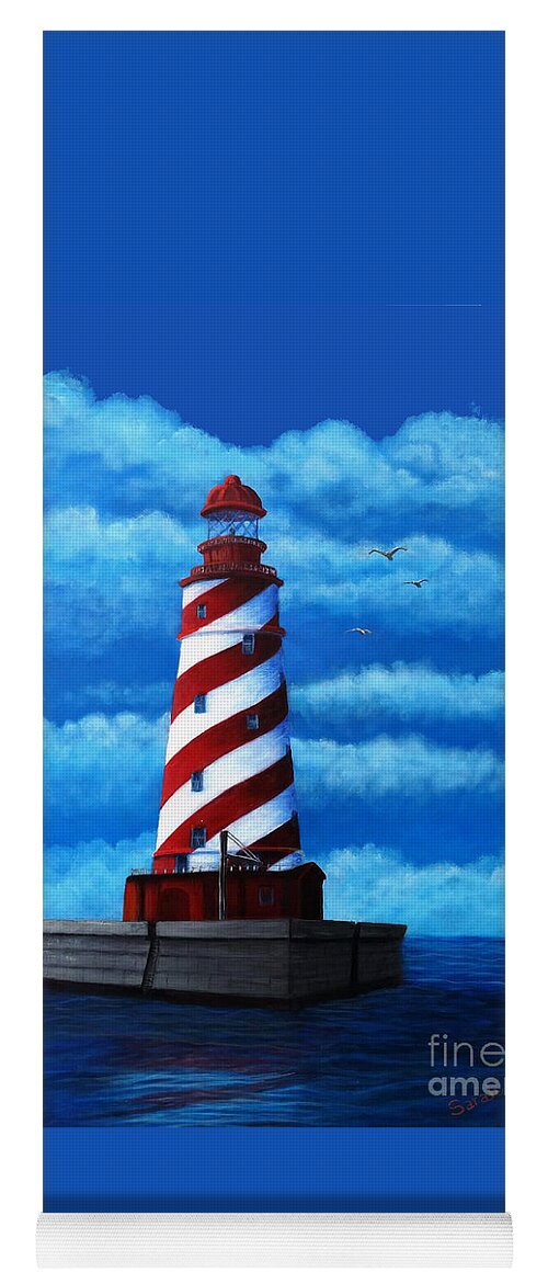 Waterscape Yoga Mat featuring the painting Magnus's Lighthouse by Sarah Irland