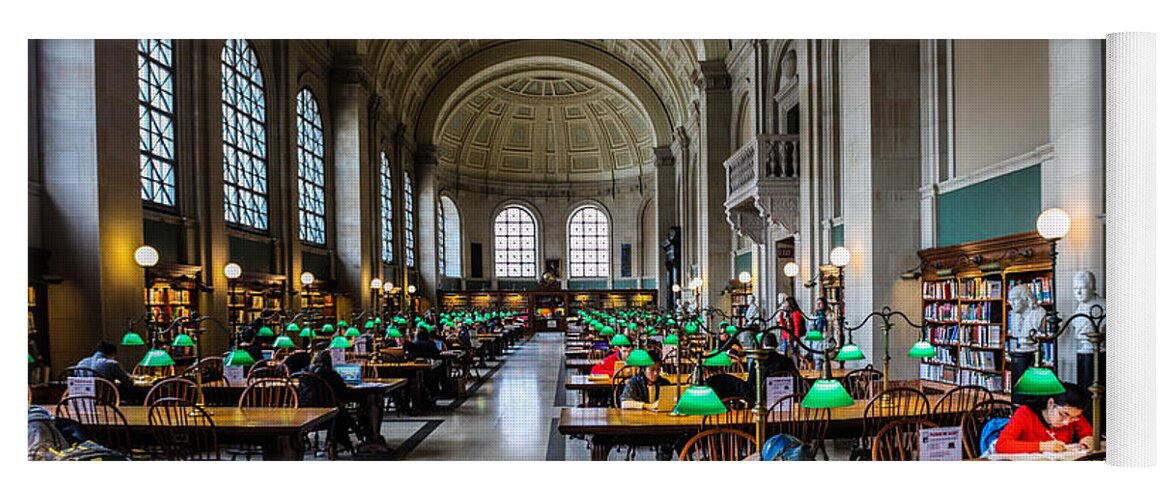 Americana Yoga Mat featuring the photograph Main Reading Room of Boston Public Library by Thomas Marchessault