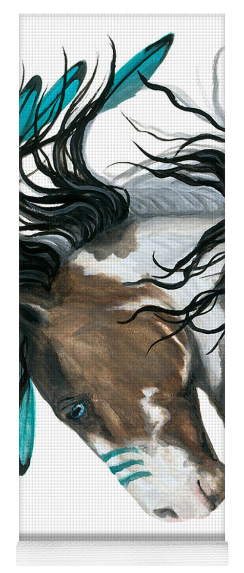 Turquoise Yoga Mat featuring the painting Majestic Turquoise Horse by AmyLyn Bihrle