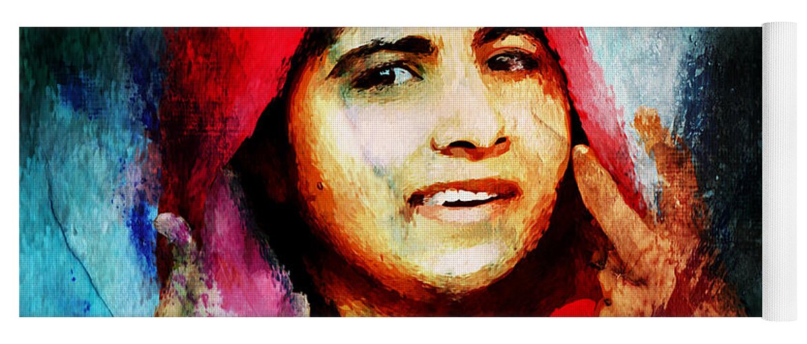 Malala Yousafzai Yoga Mat featuring the painting Malala Yousaf Zai 21 by Gull G