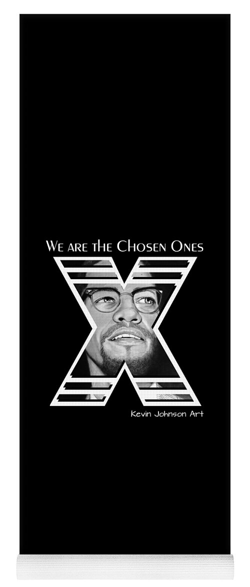 Malcolm X Yoga Mat featuring the drawing Malcolm X - The Chosen Ones Collection by Kevin Johnson Art
