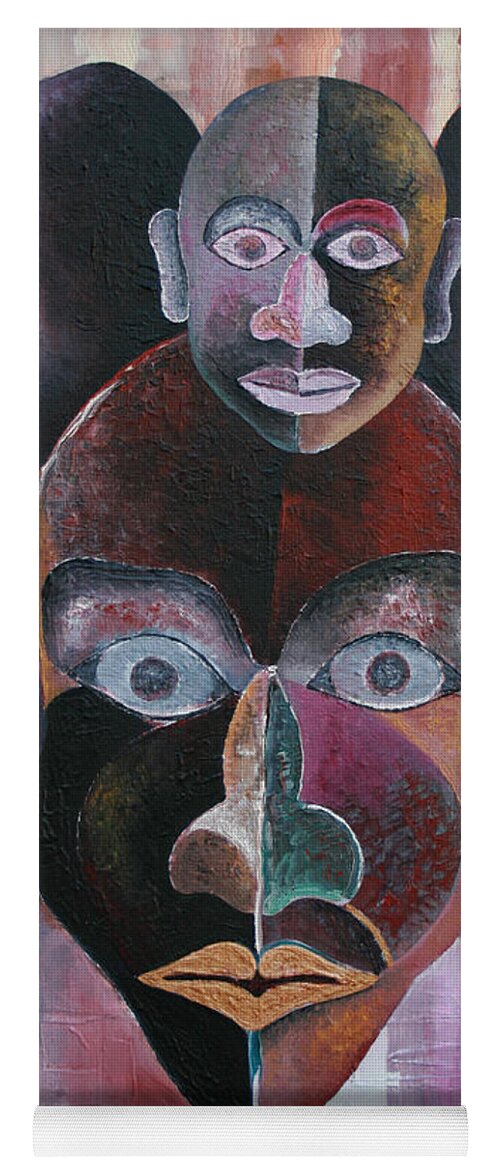 Male Mask Yoga Mat featuring the painting Male Mask by Obi-Tabot Tabe