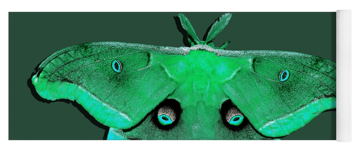 Polyphemus Moth Yoga Mat featuring the photograph Male Moth Green .png by Al Powell Photography USA