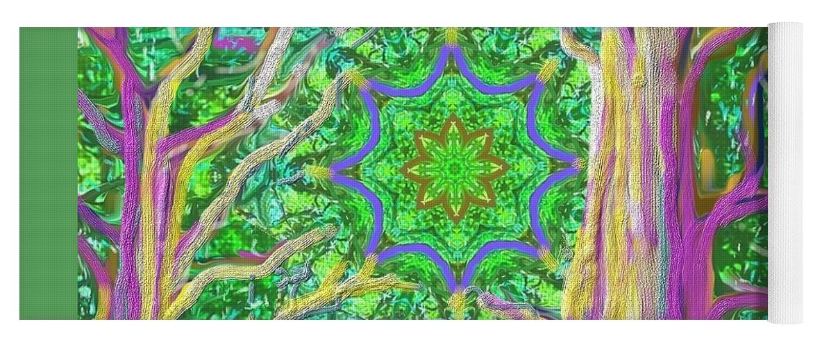 Mandala Yoga Mat featuring the painting Mandala Forest by Hidden Mountain