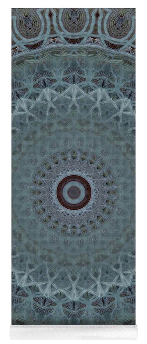 Mandala Yoga Mat featuring the photograph Mandala in silver and grey tones by Jaroslaw Blaminsky