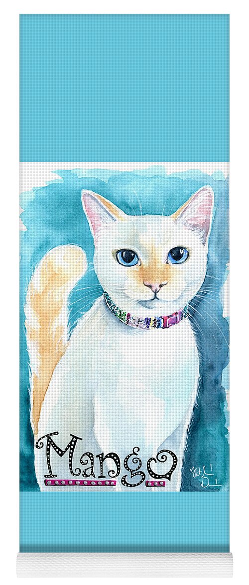 Cat Yoga Mat featuring the painting Mango - Flame Point Siamese Cat Painting by Dora Hathazi Mendes