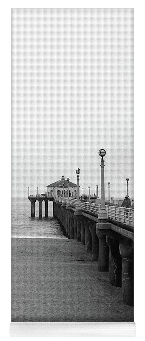 Film Yoga Mat featuring the photograph Manhattan Beach Pier on Film by Ana V Ramirez