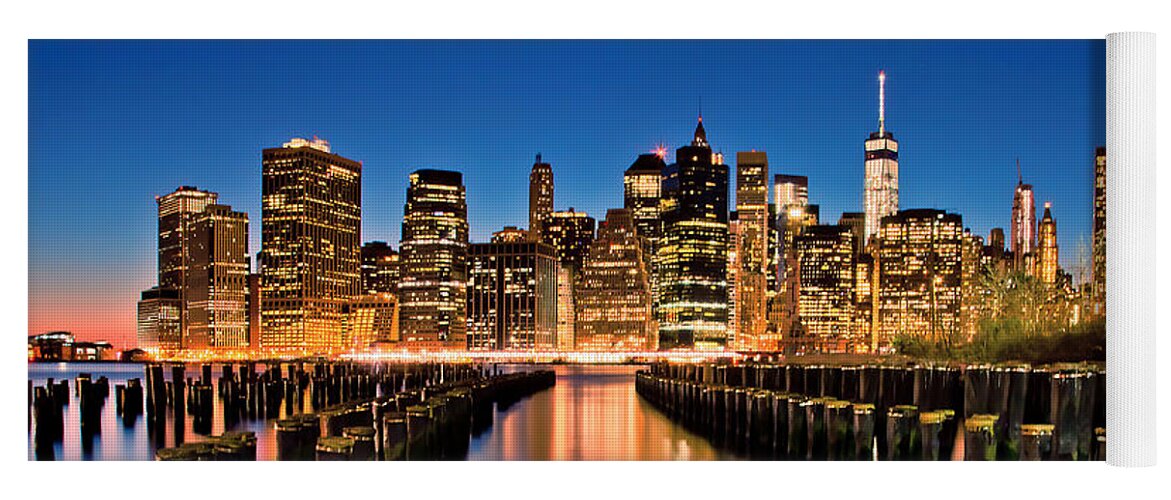 New York City Skyline Yoga Mat featuring the photograph Manhattan Skyline At Dusk by Az Jackson