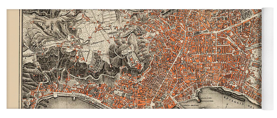 Map Of Naples Yoga Mat featuring the photograph Map Of Naples 1860 by Andrew Fare