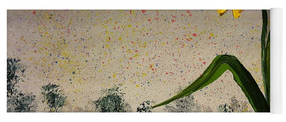 Daffodils Yoga Mat featuring the painting March Rain  25 by Cheryl Nancy Ann Gordon