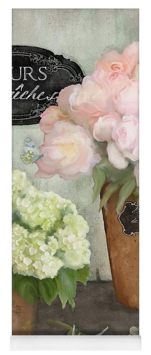 French Flower Market Yoga Mat featuring the painting Marche aux Fleurs 2 - Peonies n Hydrangeas by Audrey Jeanne Roberts