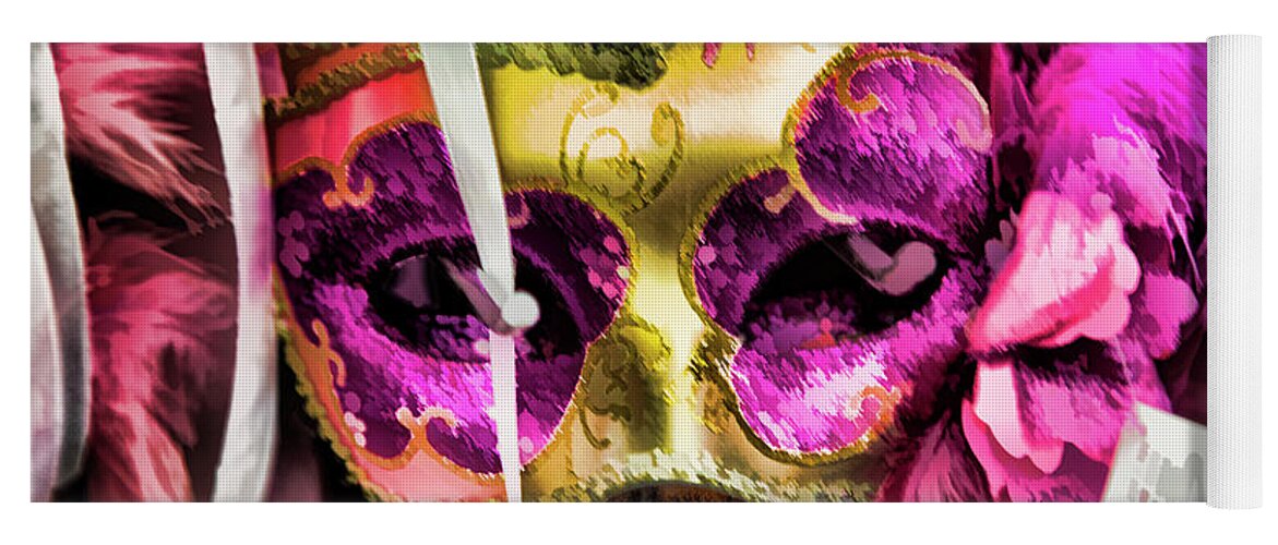 New Orleans Yoga Mat featuring the photograph Mardi Gras Mask New Orleans by Chuck Kuhn