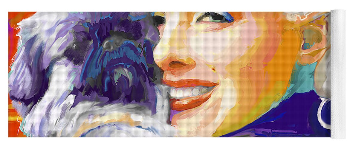 Marilyn Yoga Mat featuring the painting Marilyn 3 with Dog by Jackie Medow-Jacobson
