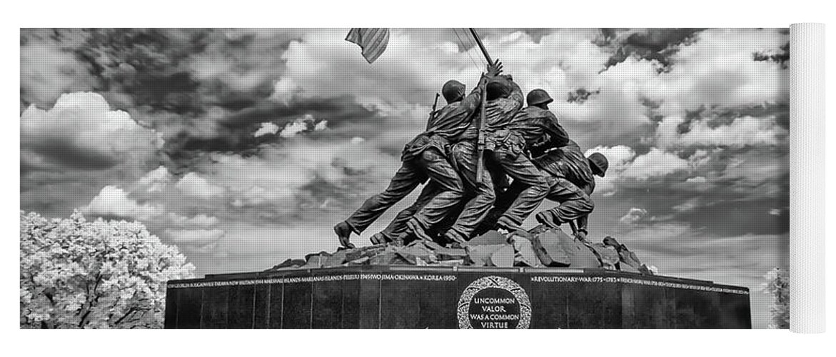 B&w Yoga Mat featuring the photograph Marine Corps War Memorial by Anthony Sacco