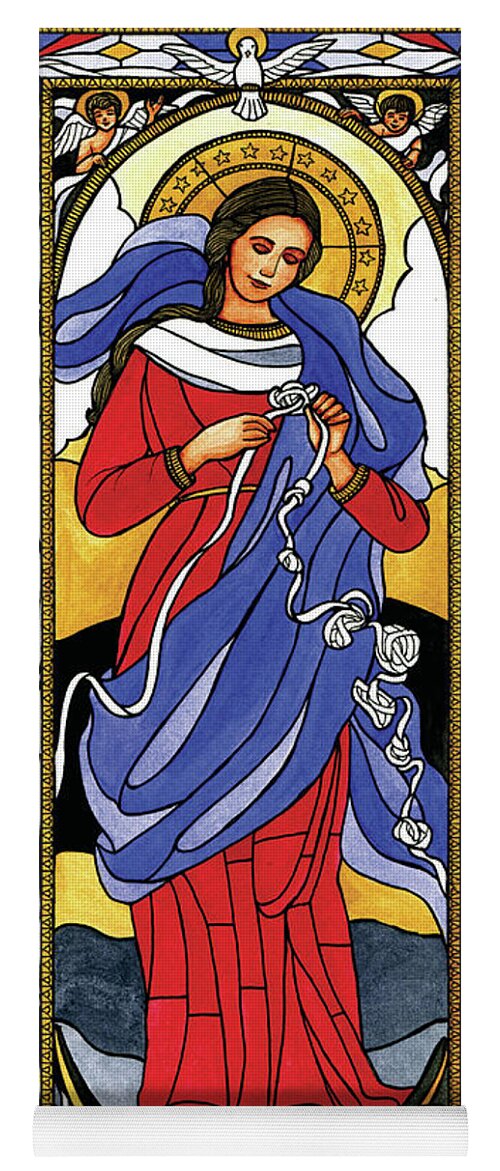 Mary Yoga Mat featuring the painting Mary, Undoer of Knots by Brenda Nippert