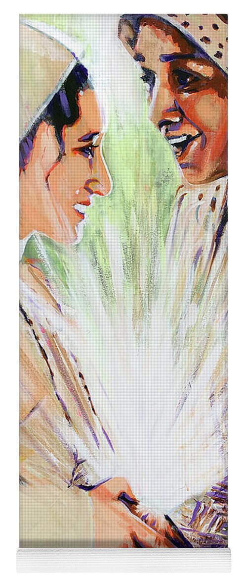 The Visitation Yoga Mat featuring the painting Mary Visits Elizabeth by Steve Gamba